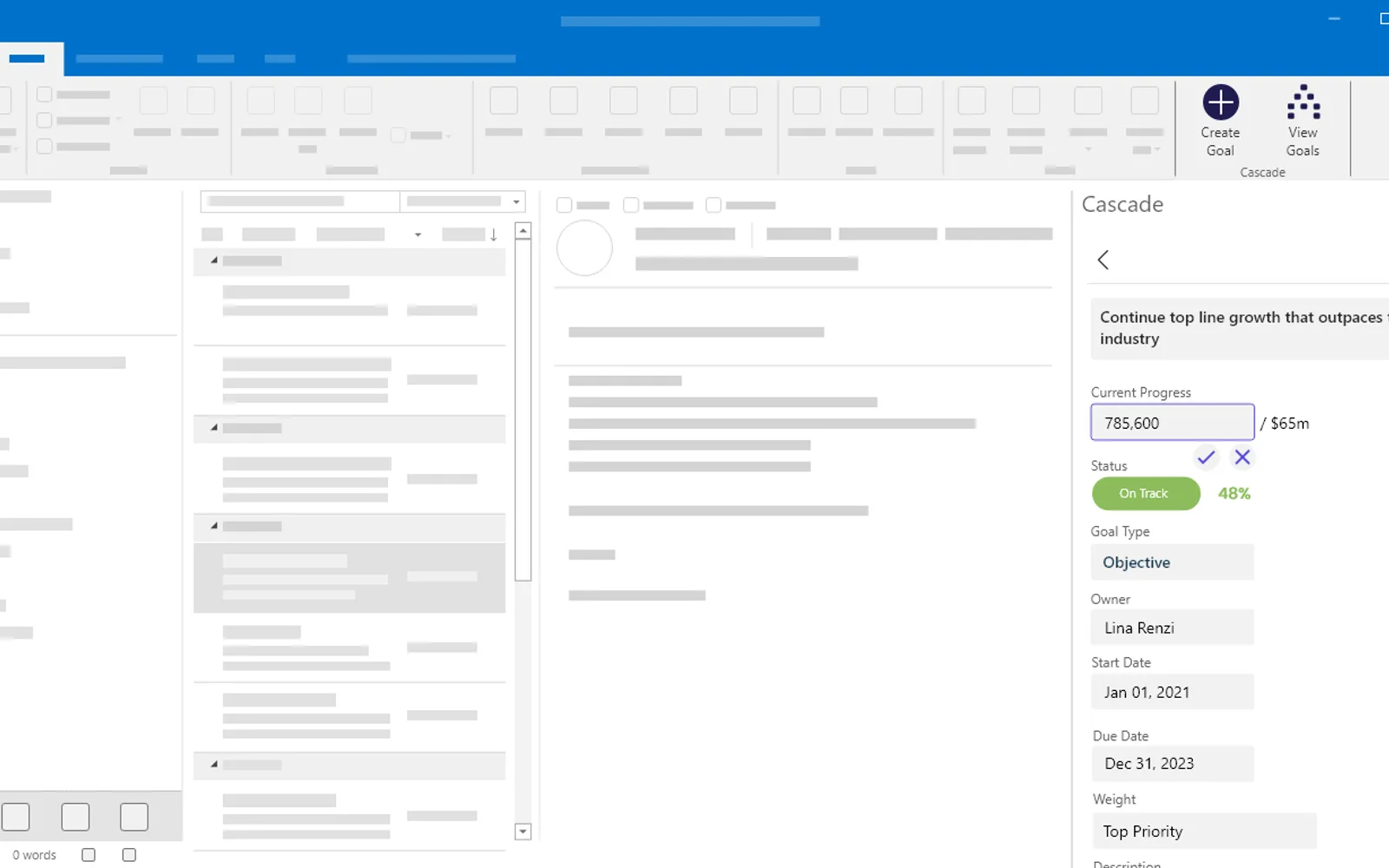 Cascade for Outlook — screenshot from the Microsoft Marketplace listing