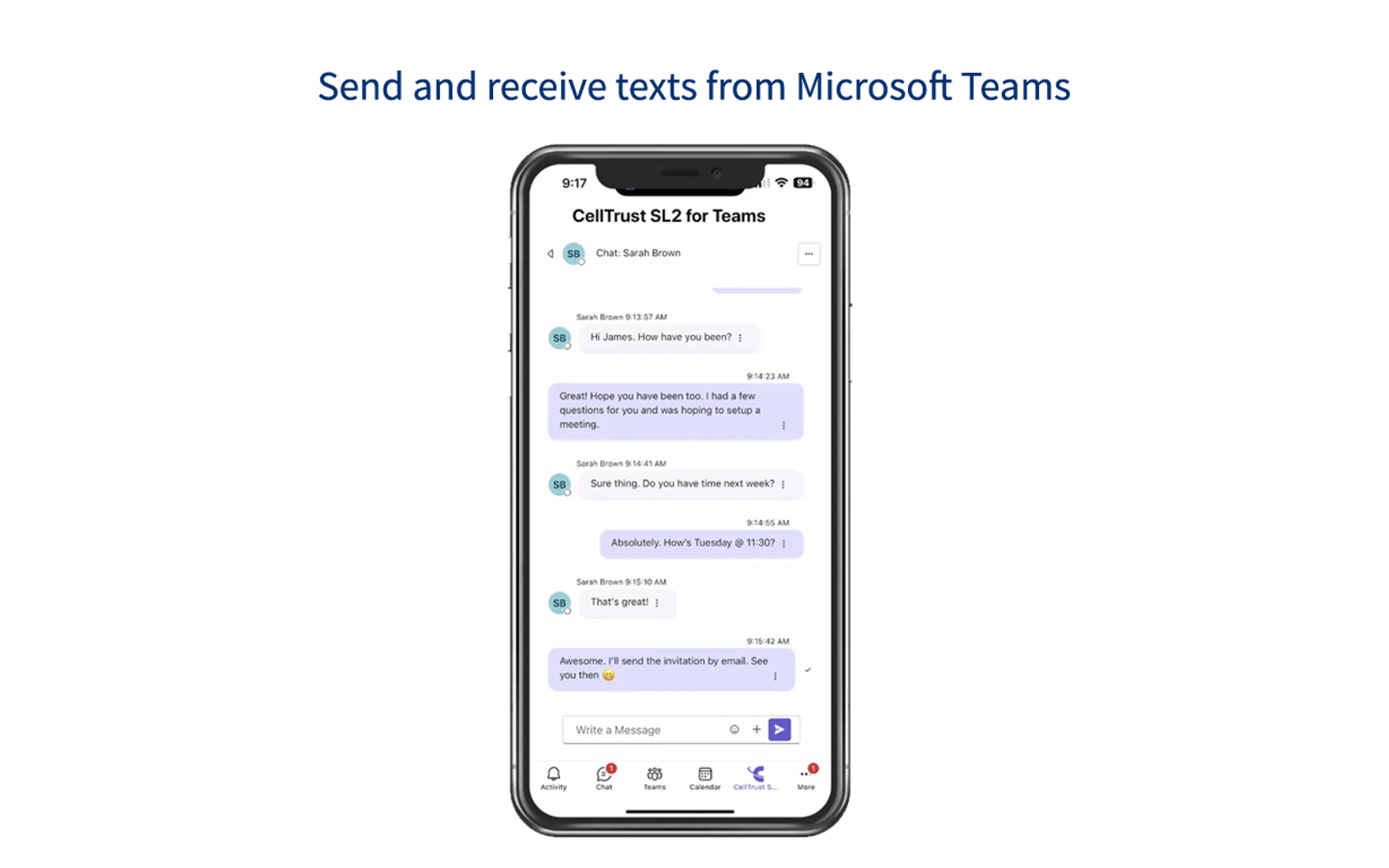 CellTrust SL2 — screenshot from the Microsoft Marketplace listing