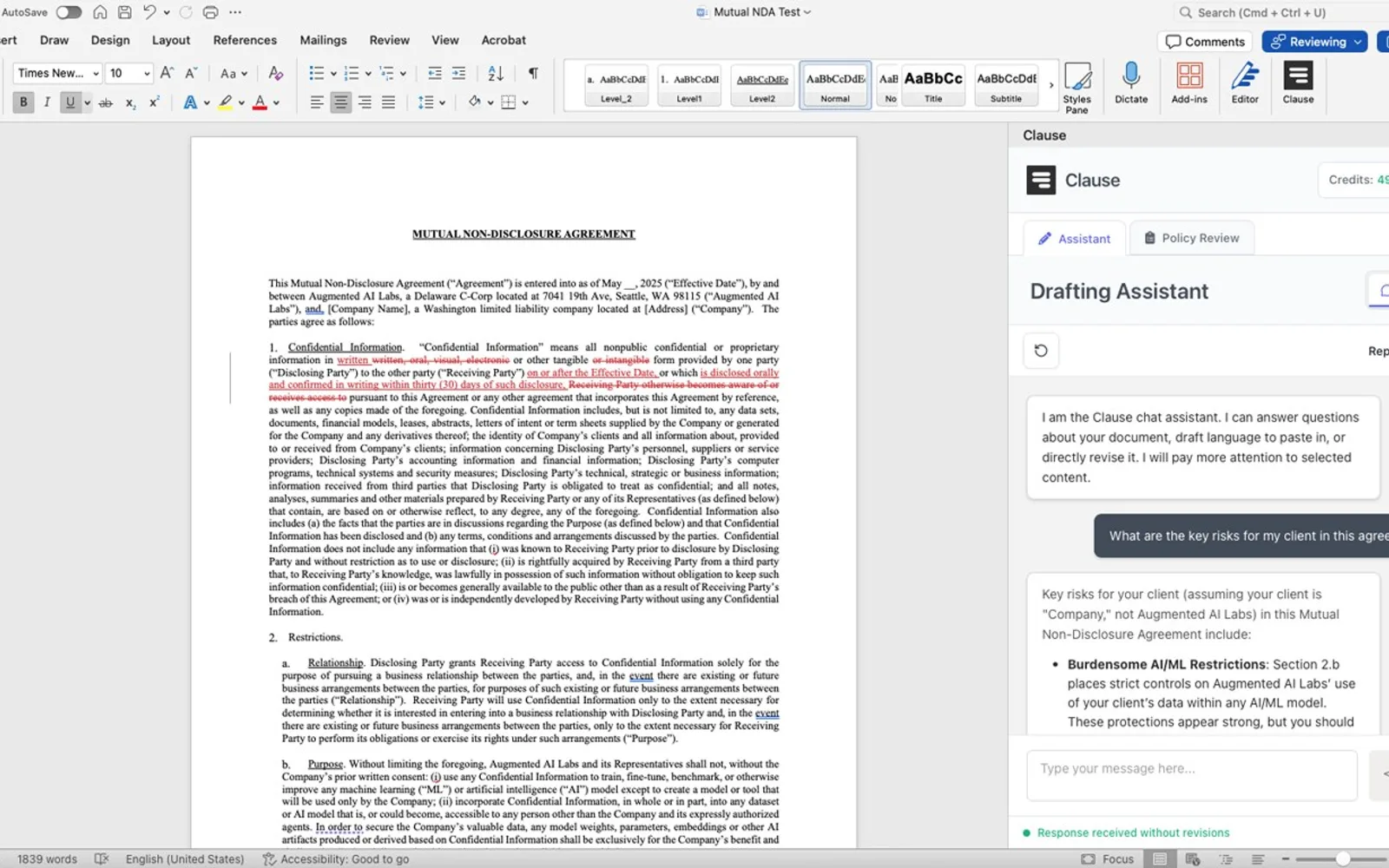 Clause — screenshot from the Microsoft Marketplace listing