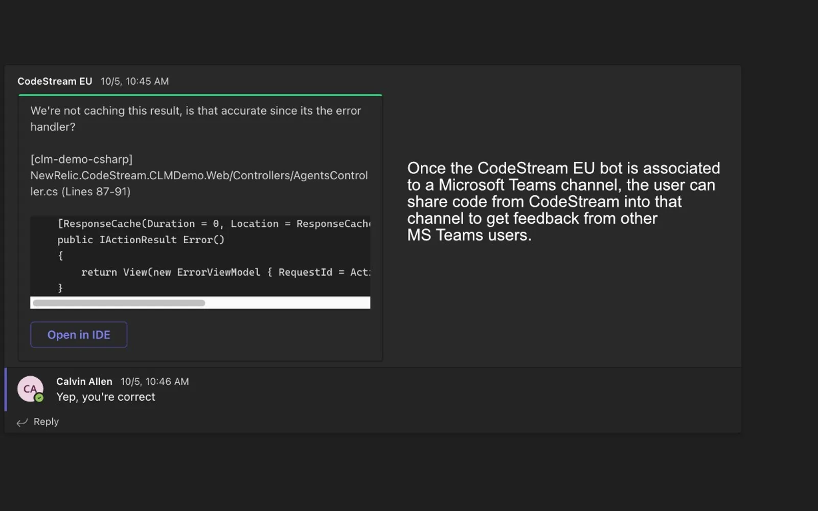 CodeStream EU — screenshot from the Microsoft Marketplace listing