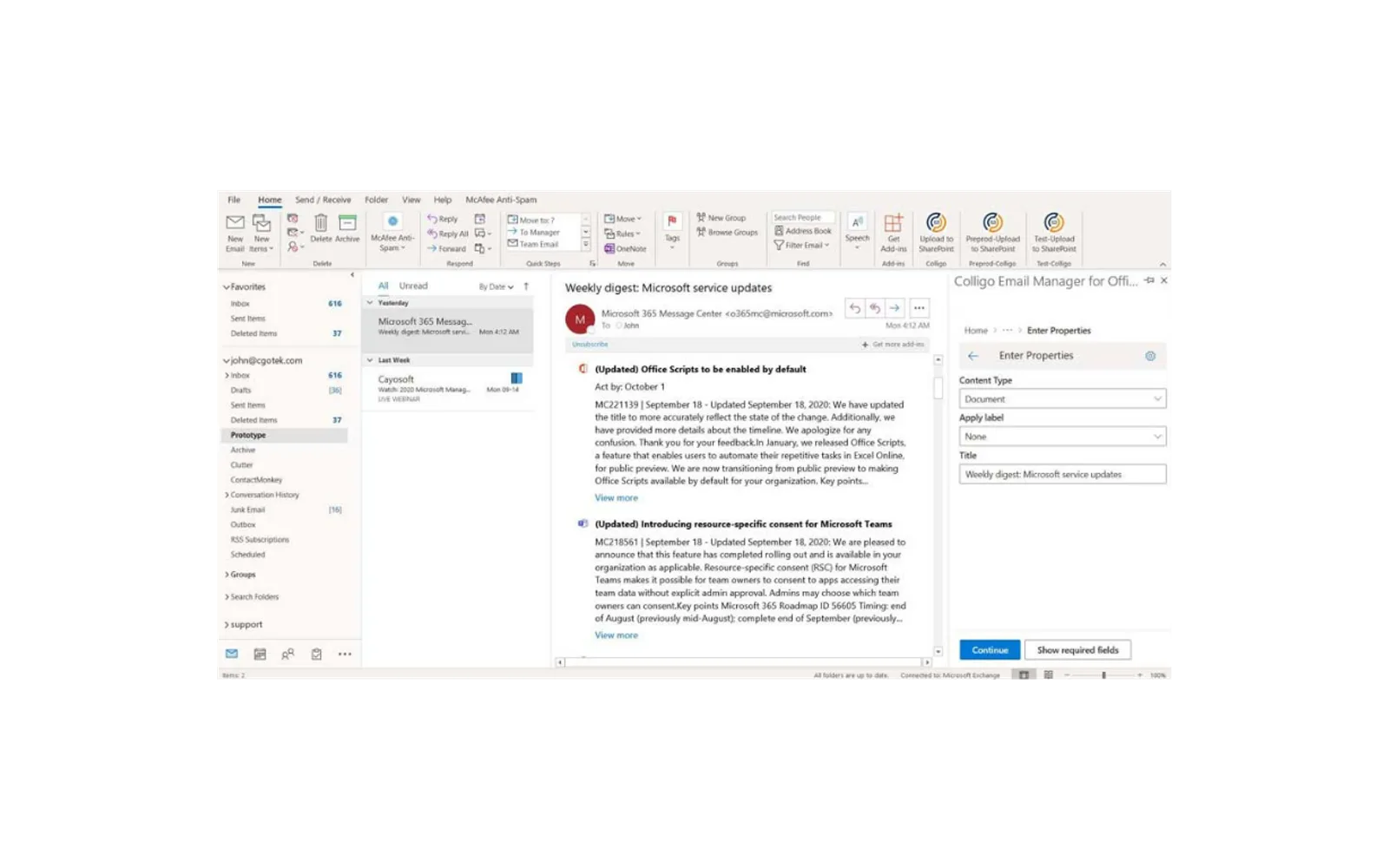 Colligo Email Manager for Office 365 — screenshot from the Microsoft Marketplace listing