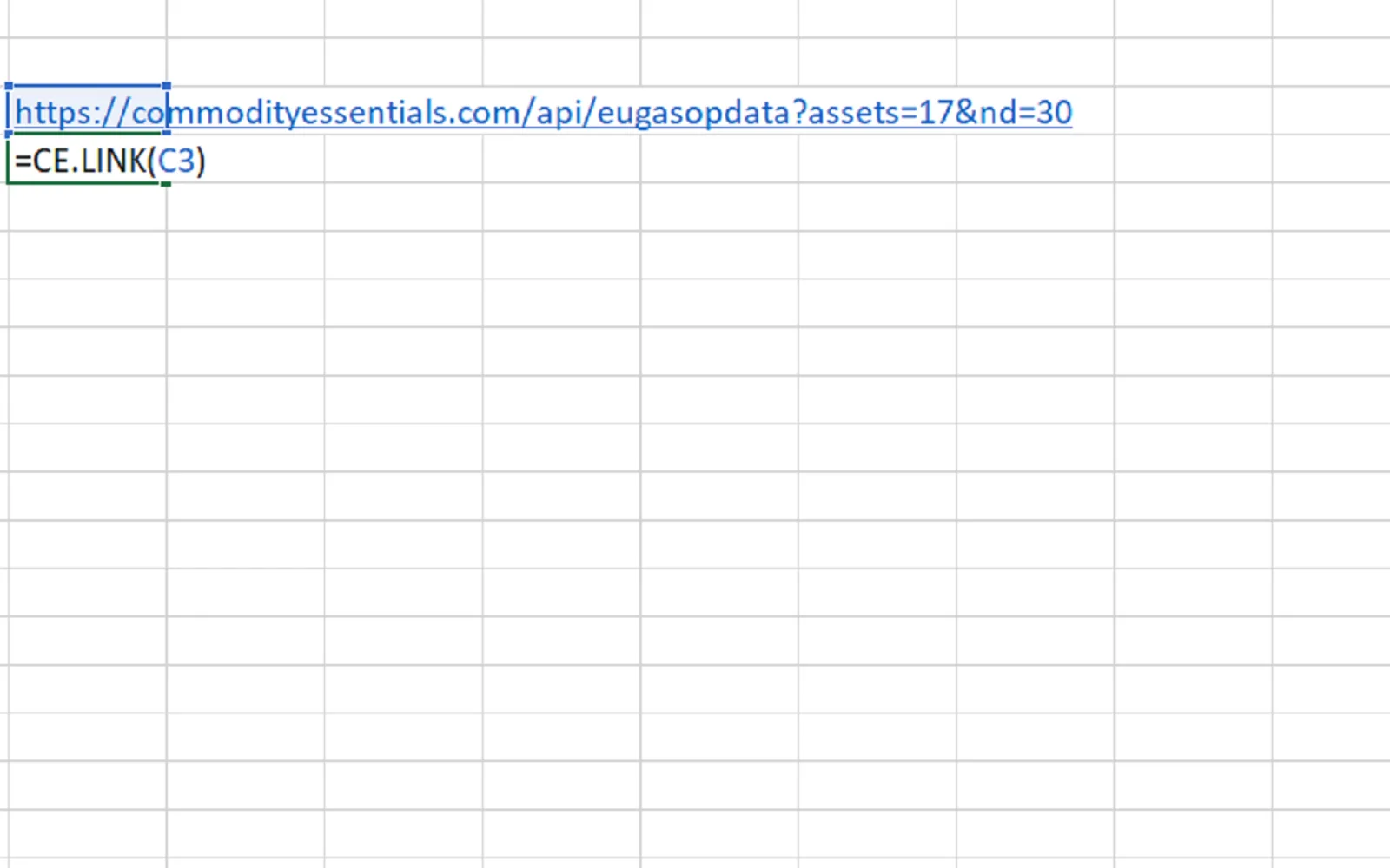Commodity Essentials Link — screenshot from the Microsoft Marketplace listing