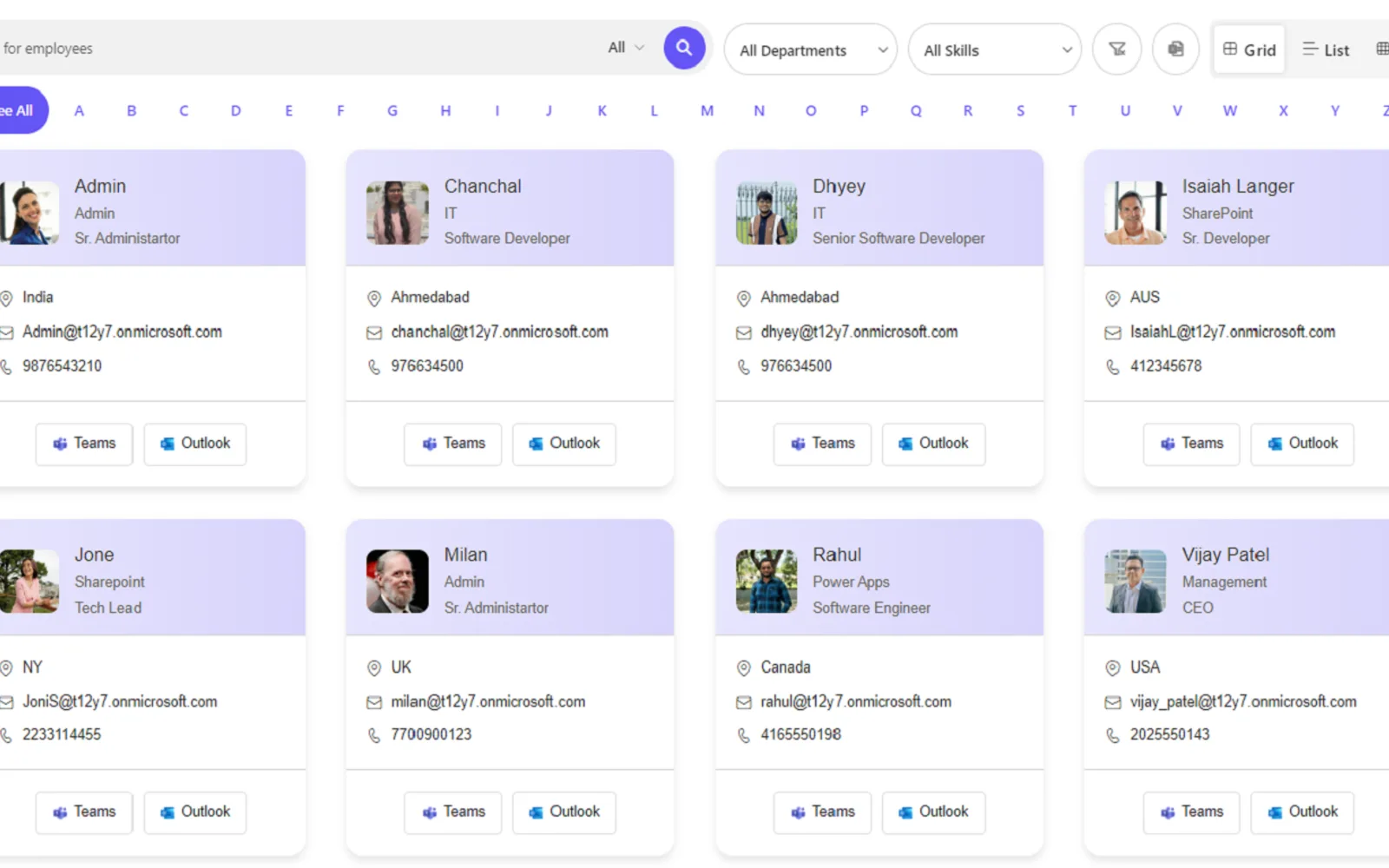 Company Directory — screenshot from the Microsoft Marketplace listing