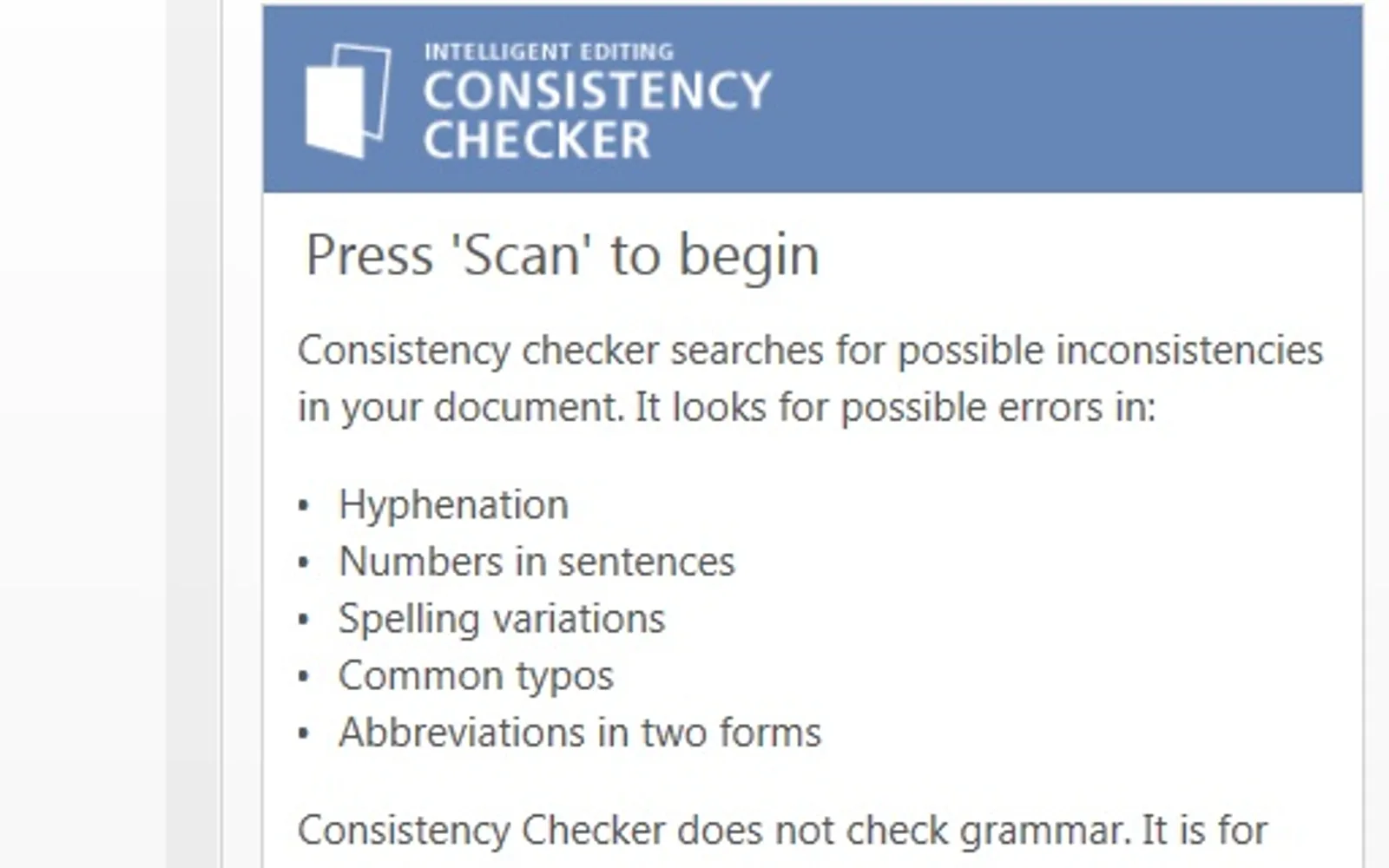 Consistency Checker — screenshot from the Microsoft Marketplace listing
