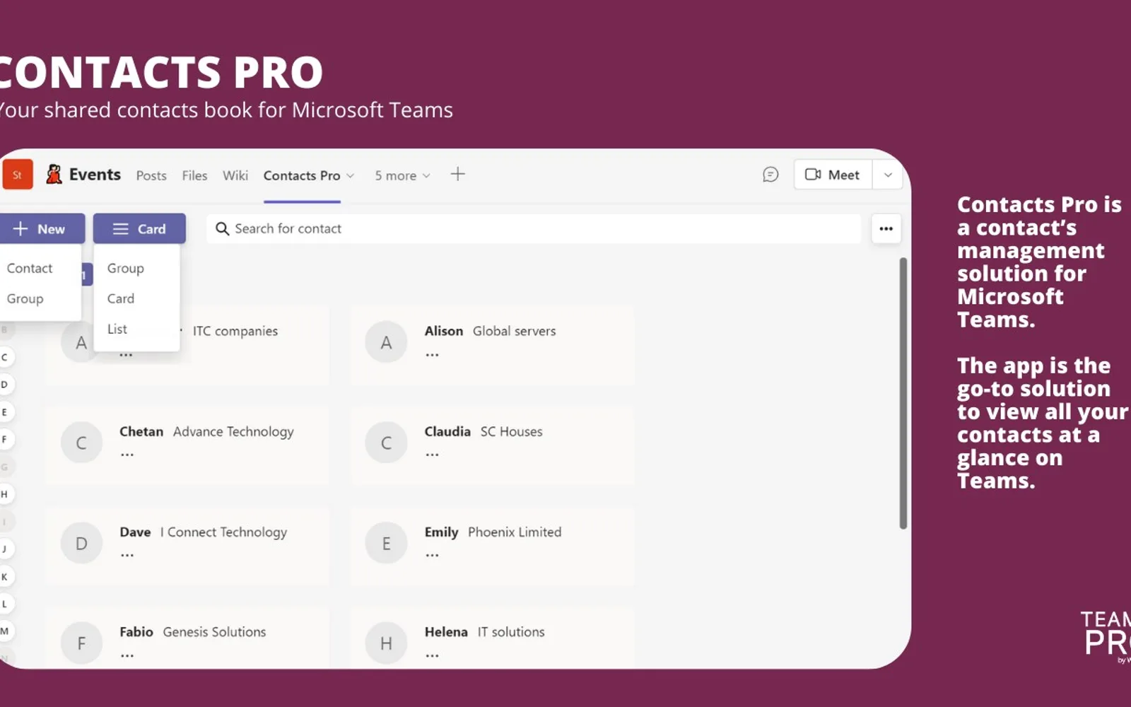 Contacts Pro — screenshot from the Microsoft Marketplace listing