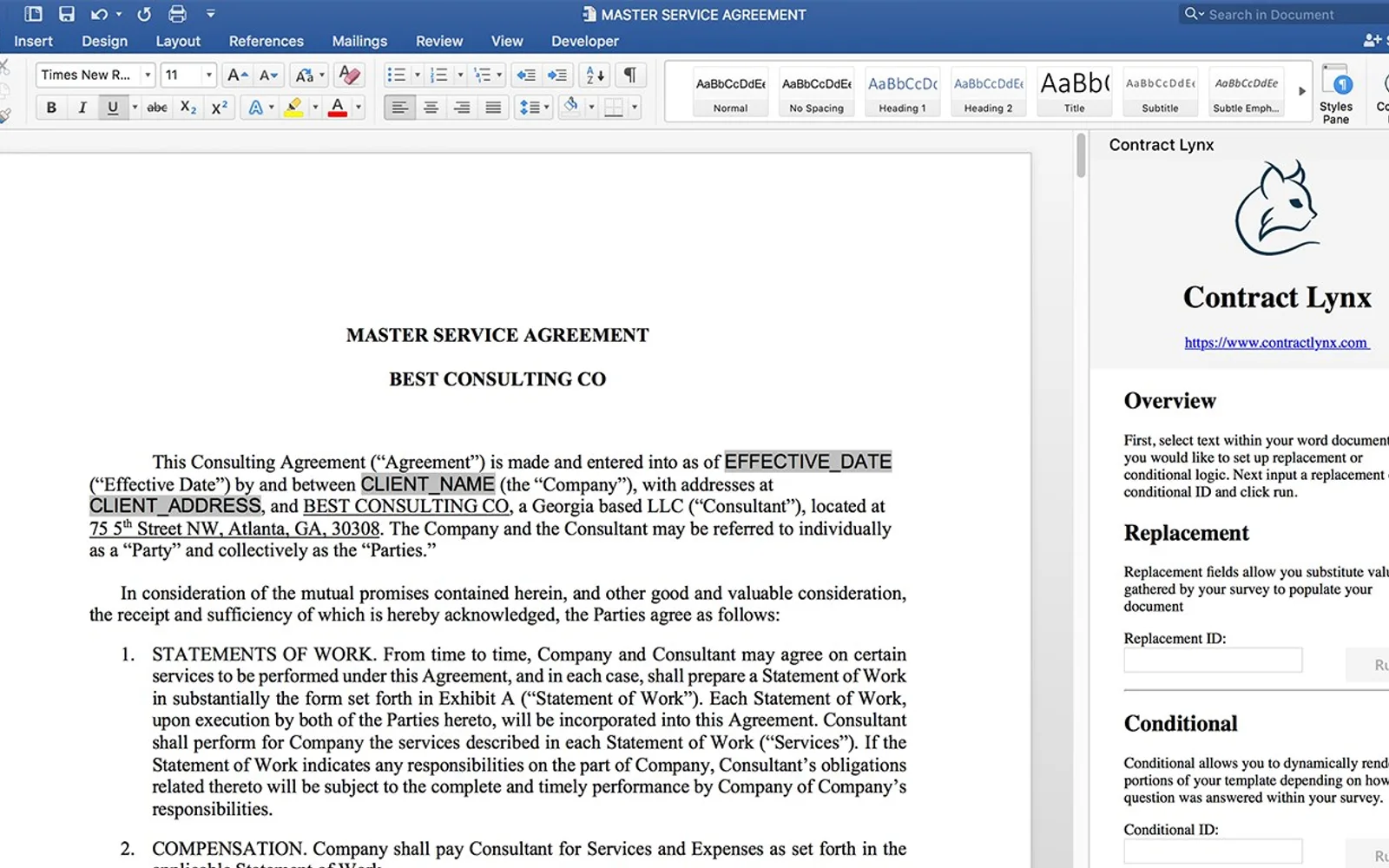Contract Lynx — screenshot from the Microsoft Marketplace listing