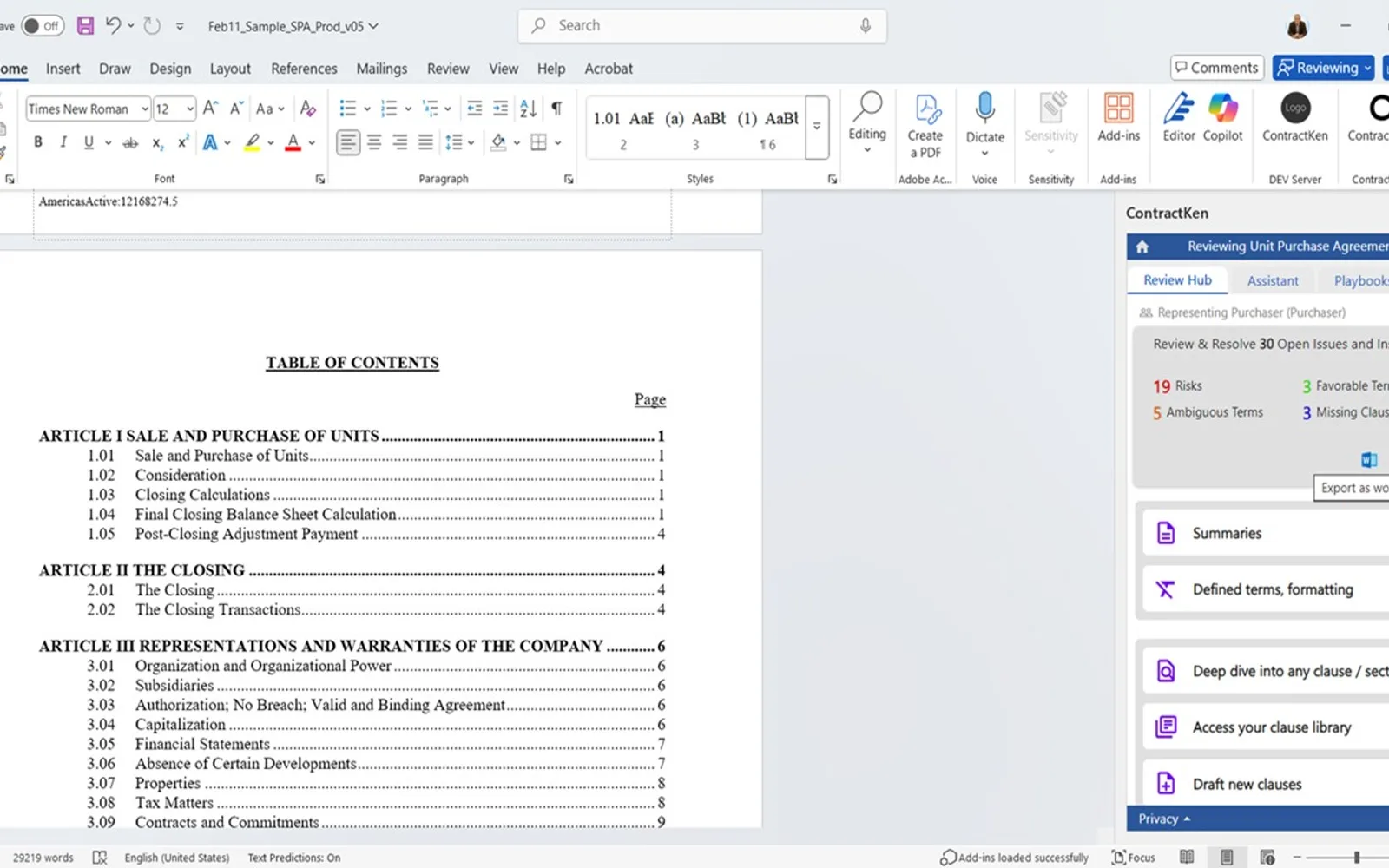 ContractKen — screenshot from the Microsoft Marketplace listing