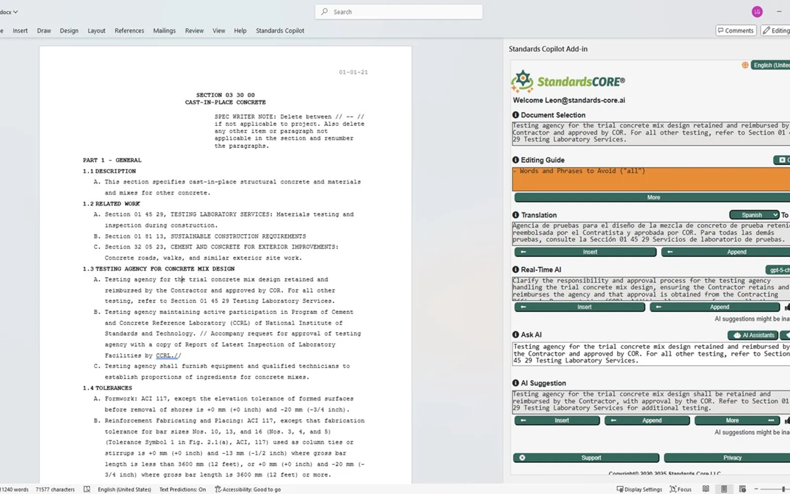 Copilot for Word and Excel — screenshot from the Microsoft Marketplace listing