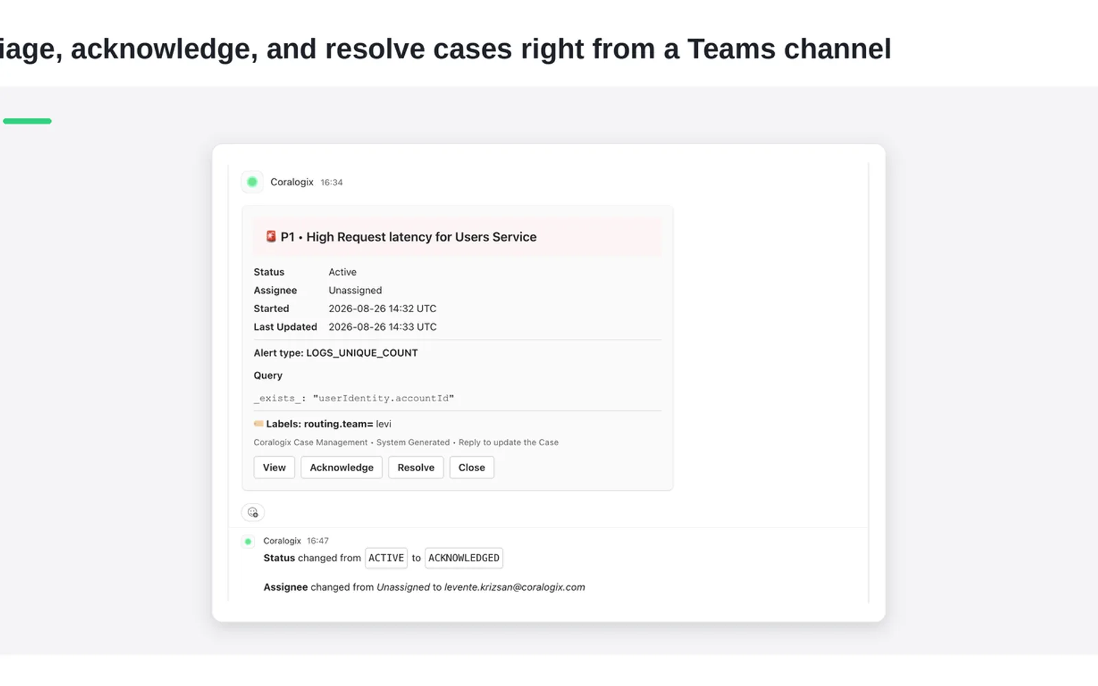 Coralogix — screenshot from the Microsoft Marketplace listing