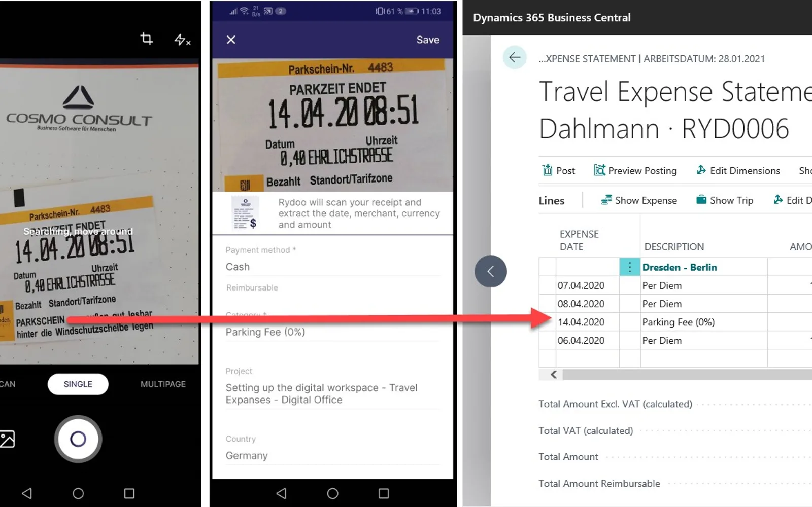 COSMO Travel Expense Management — screenshot from the Microsoft Marketplace listing