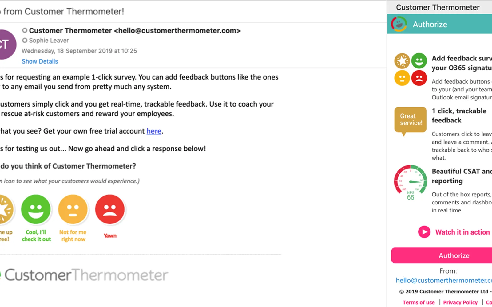 Customer Thermometer — screenshot from the Microsoft Marketplace listing