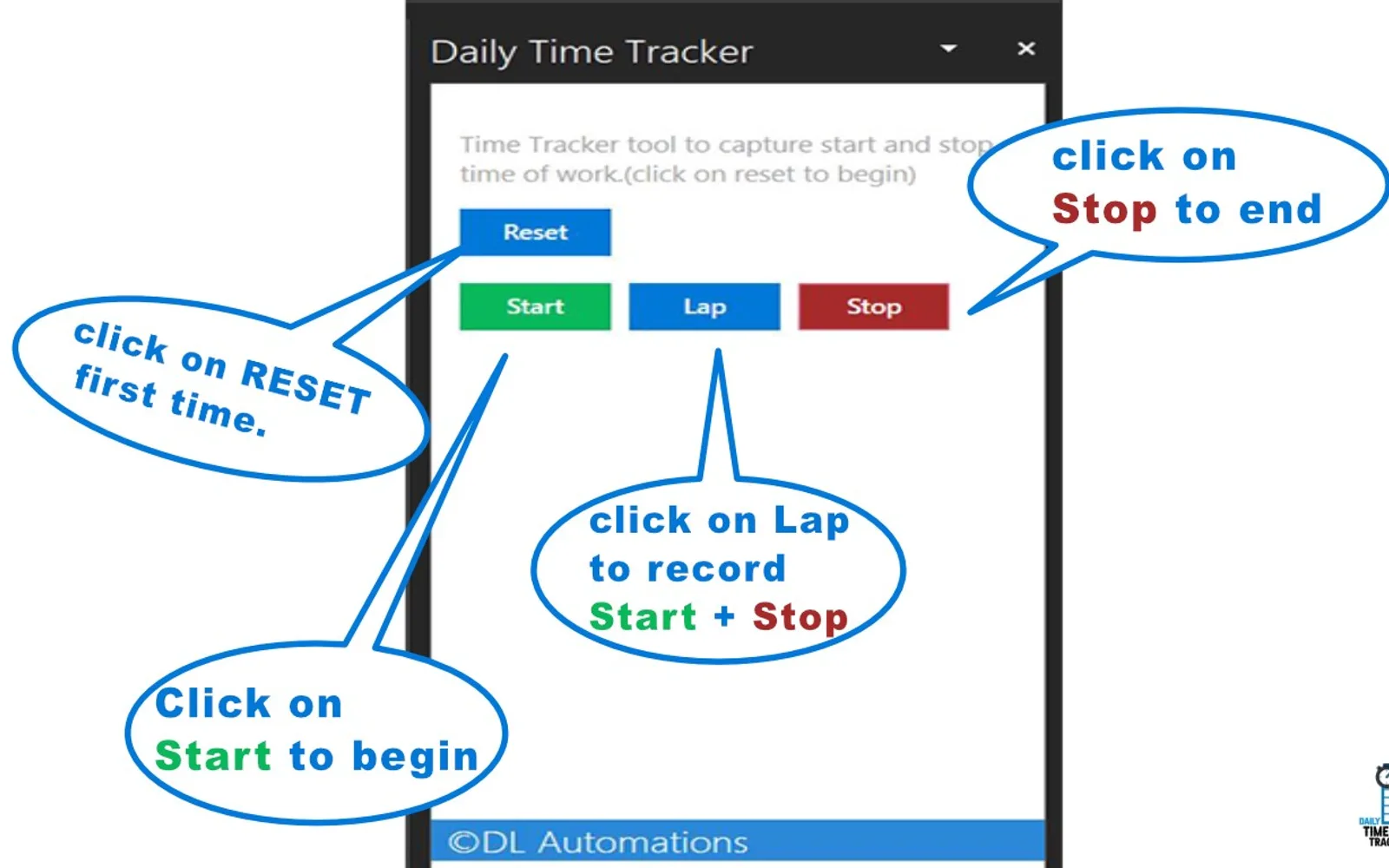 Daily Time Tracker — screenshot from the Microsoft Marketplace listing