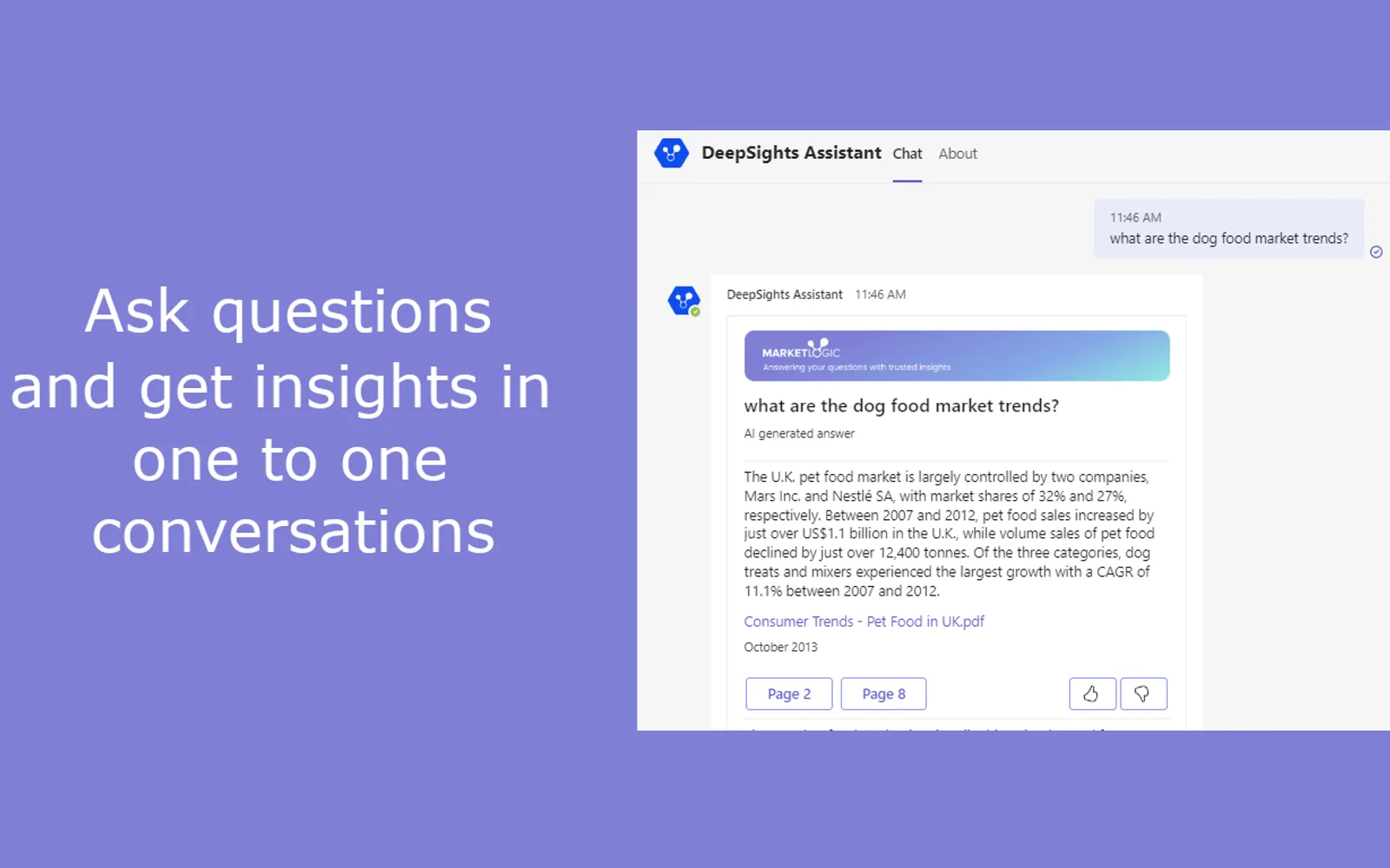 DeepSights Assistant — screenshot from the Microsoft Marketplace listing