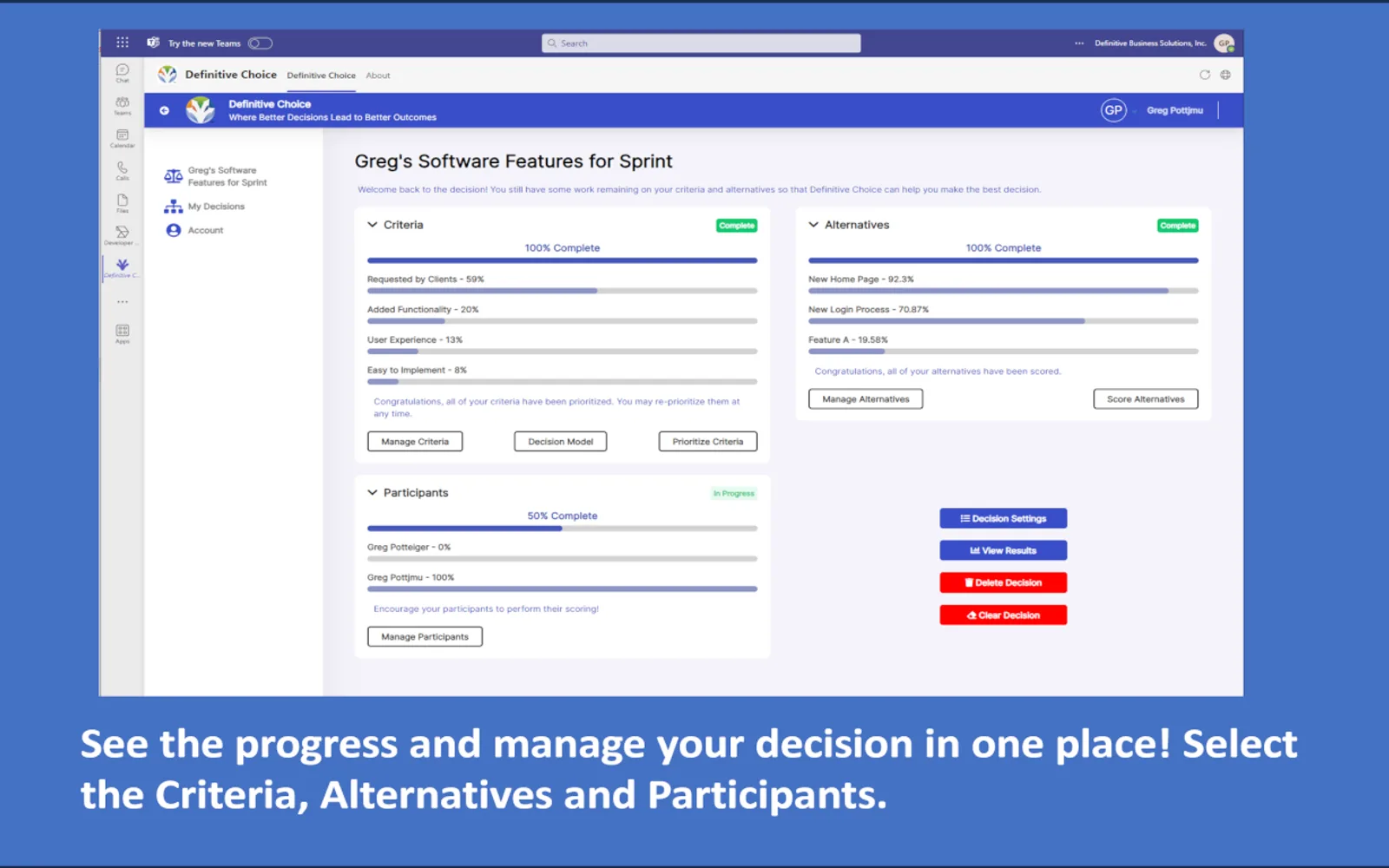 Definitive Choice — screenshot from the Microsoft Marketplace listing