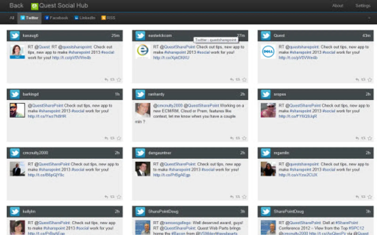 Dell Social Hub — screenshot from the Microsoft Marketplace listing