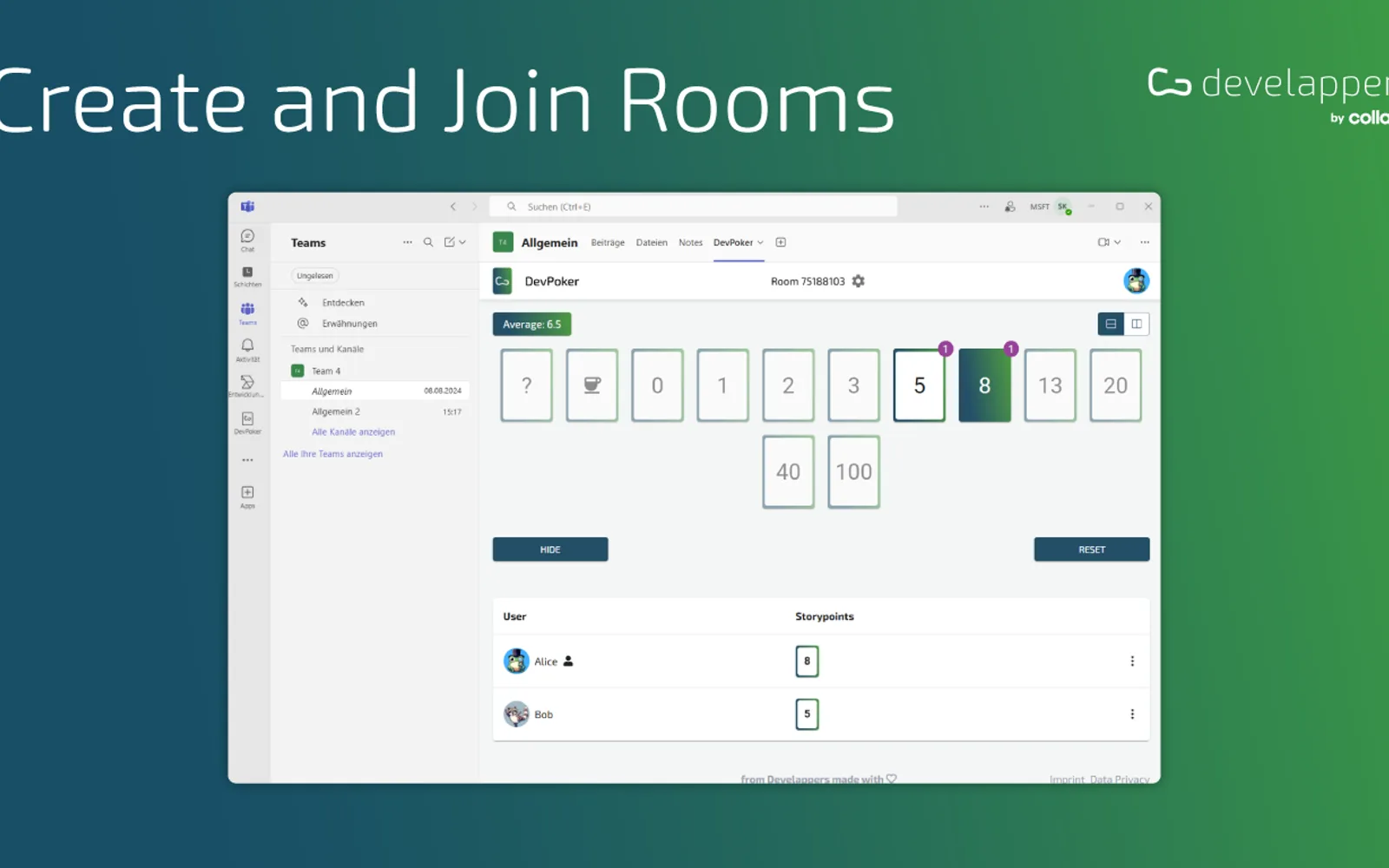 DevPoker — screenshot from the Microsoft Marketplace listing