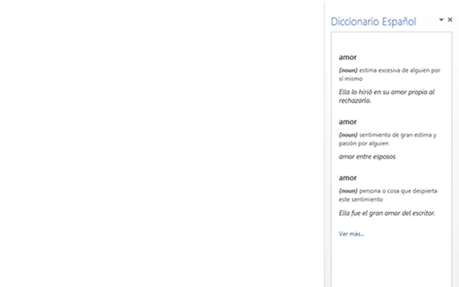 Diccionario Español — screenshot from the Microsoft Marketplace listing