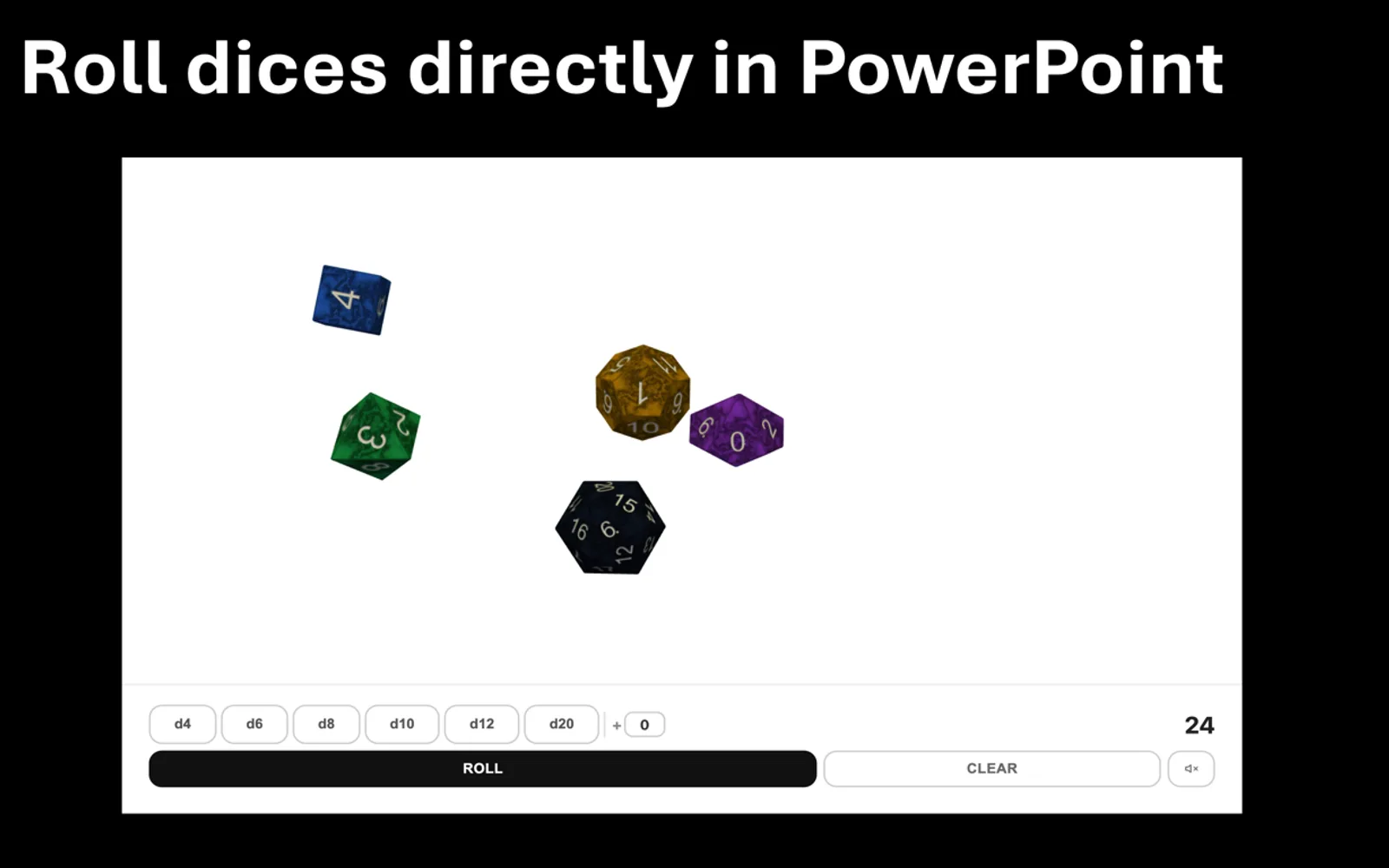 Dice Roller for PowerPoint — screenshot from the Microsoft Marketplace listing