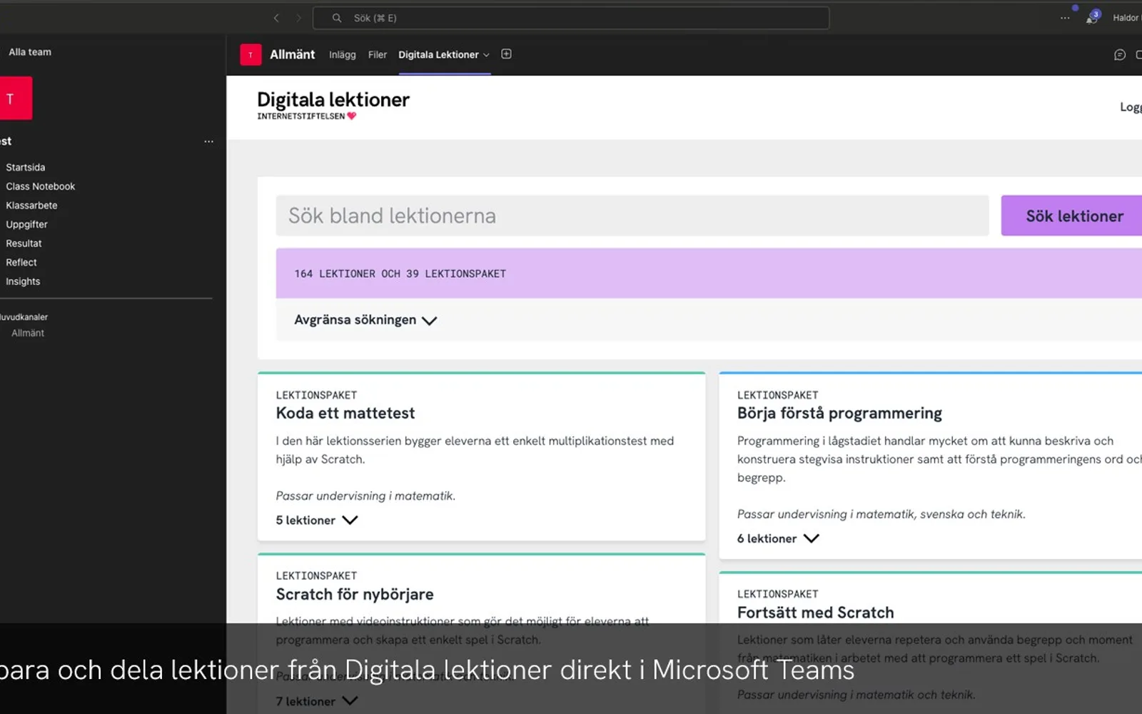 Digitala Lektioner — screenshot from the Microsoft Marketplace listing