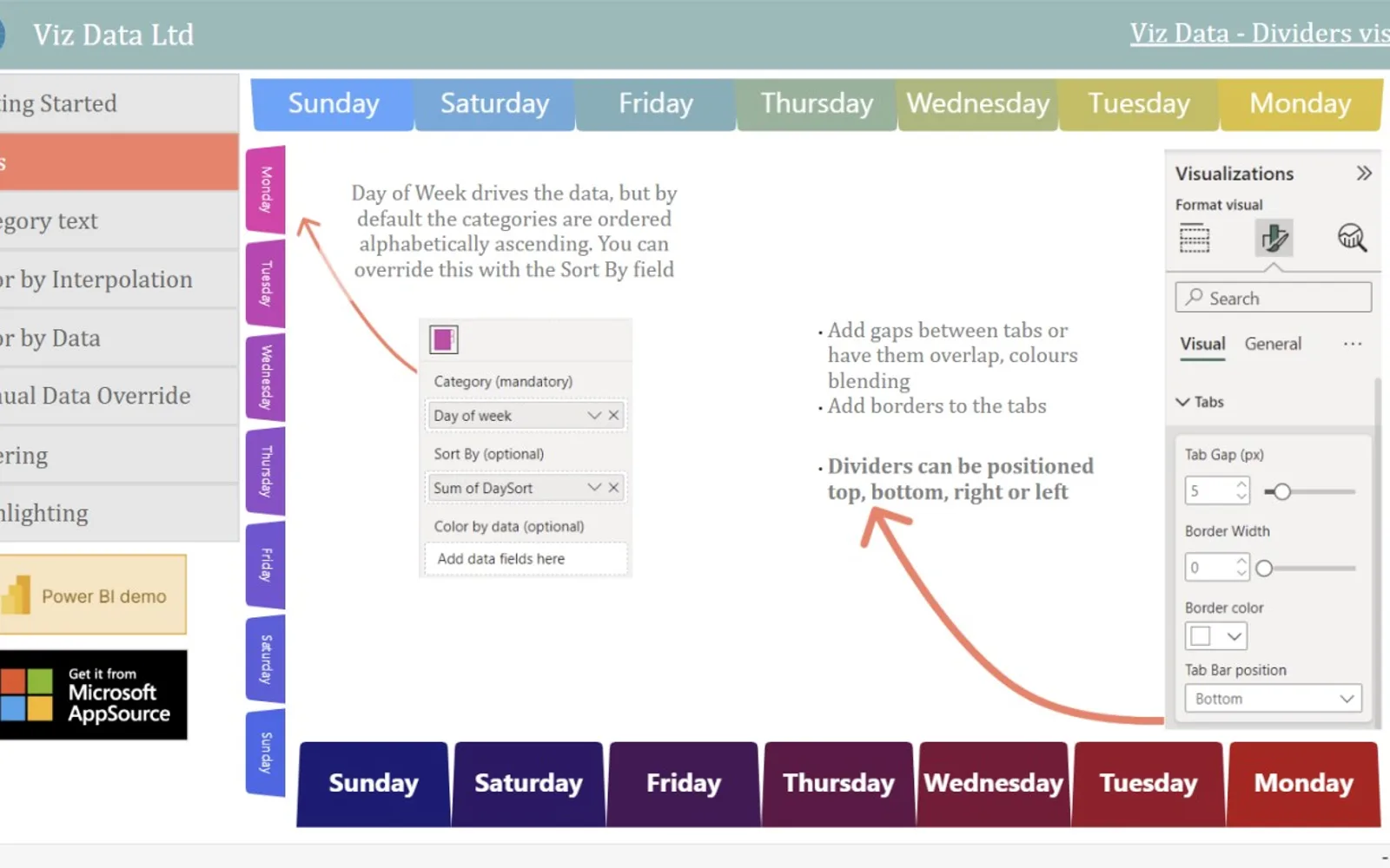 Dividers — screenshot from the Microsoft Marketplace listing