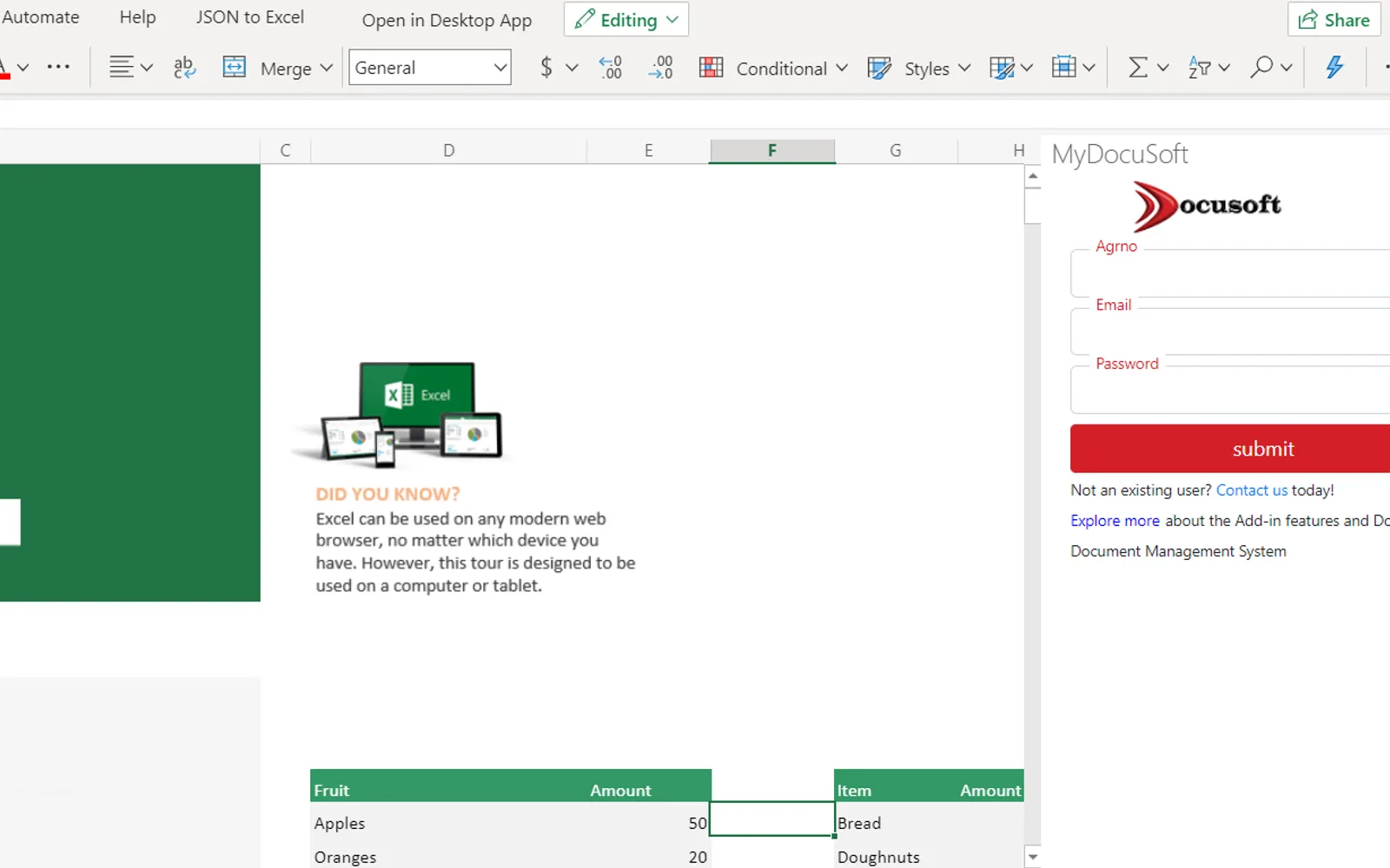 DocuSoft Add-in — screenshot from the Microsoft Marketplace listing