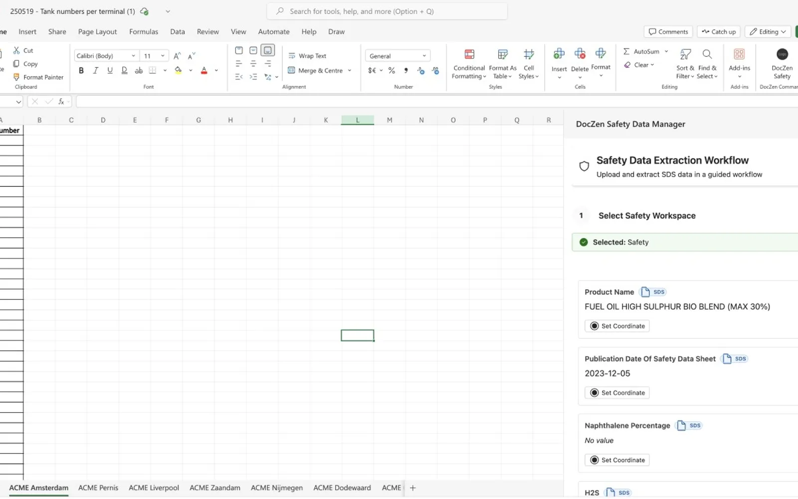 Doczen for Excel — screenshot from the Microsoft Marketplace listing