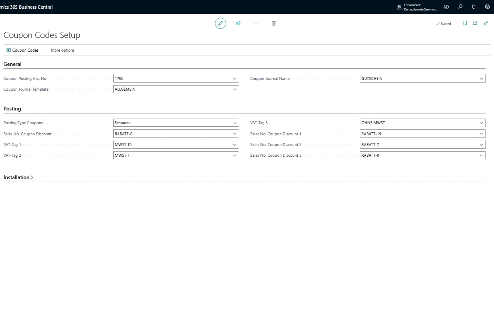 dynamic commerce Coupon Codes — screenshot from the Microsoft Marketplace listing