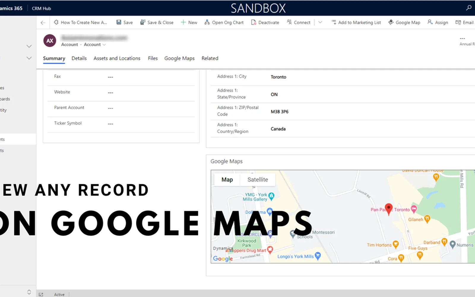 Dynamica Google Maps Integration — screenshot from the Microsoft Marketplace listing