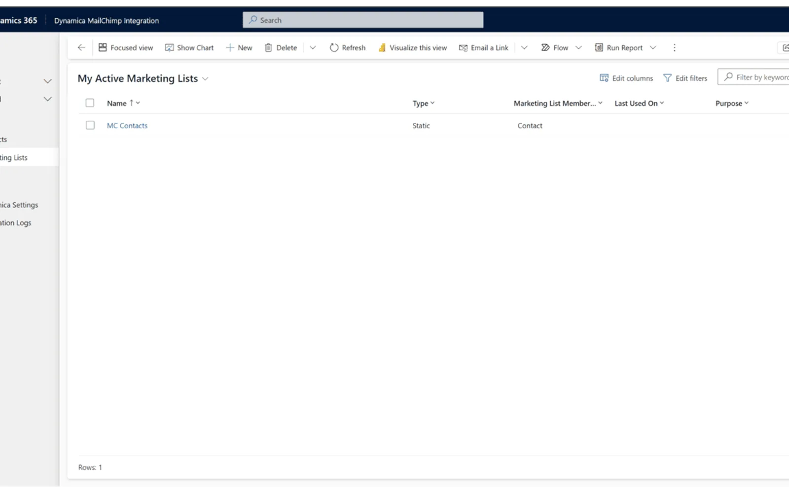 Dynamica MailChimp Integration — screenshot from the Microsoft Marketplace listing