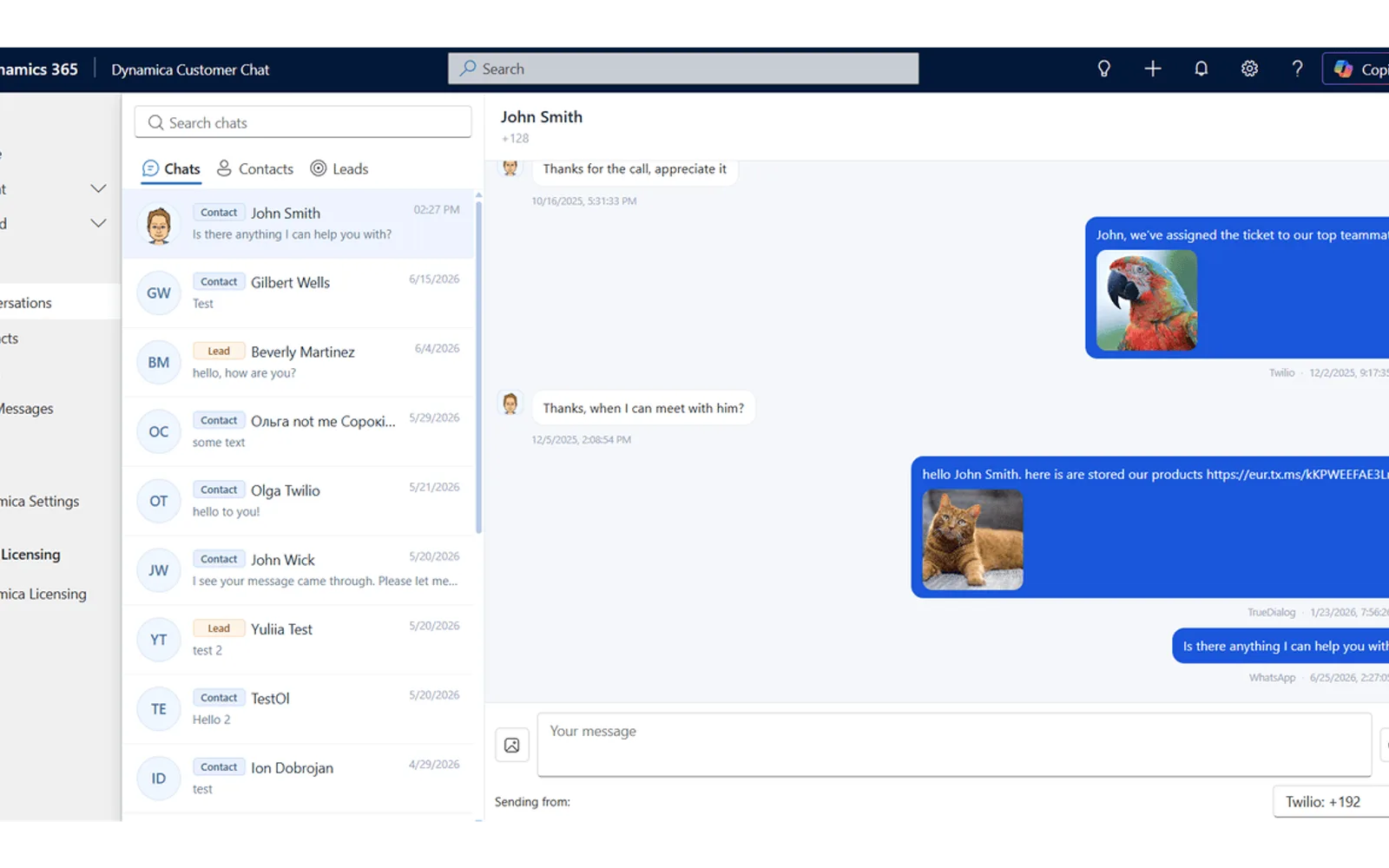 Dynamica SMS Integration — screenshot from the Microsoft Marketplace listing