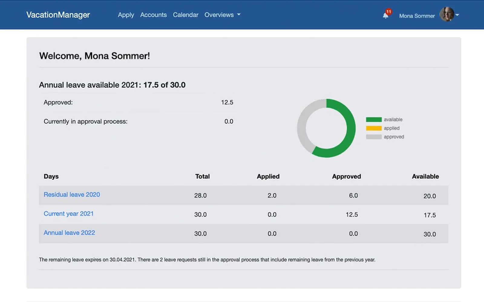 edcom Vacation Manager — screenshot from the Microsoft Marketplace listing