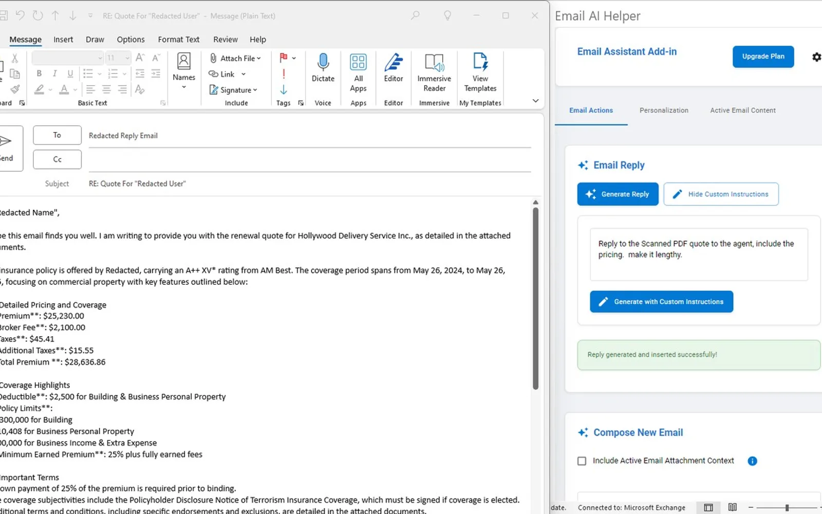 Email AI Helper — screenshot from the Microsoft Marketplace listing