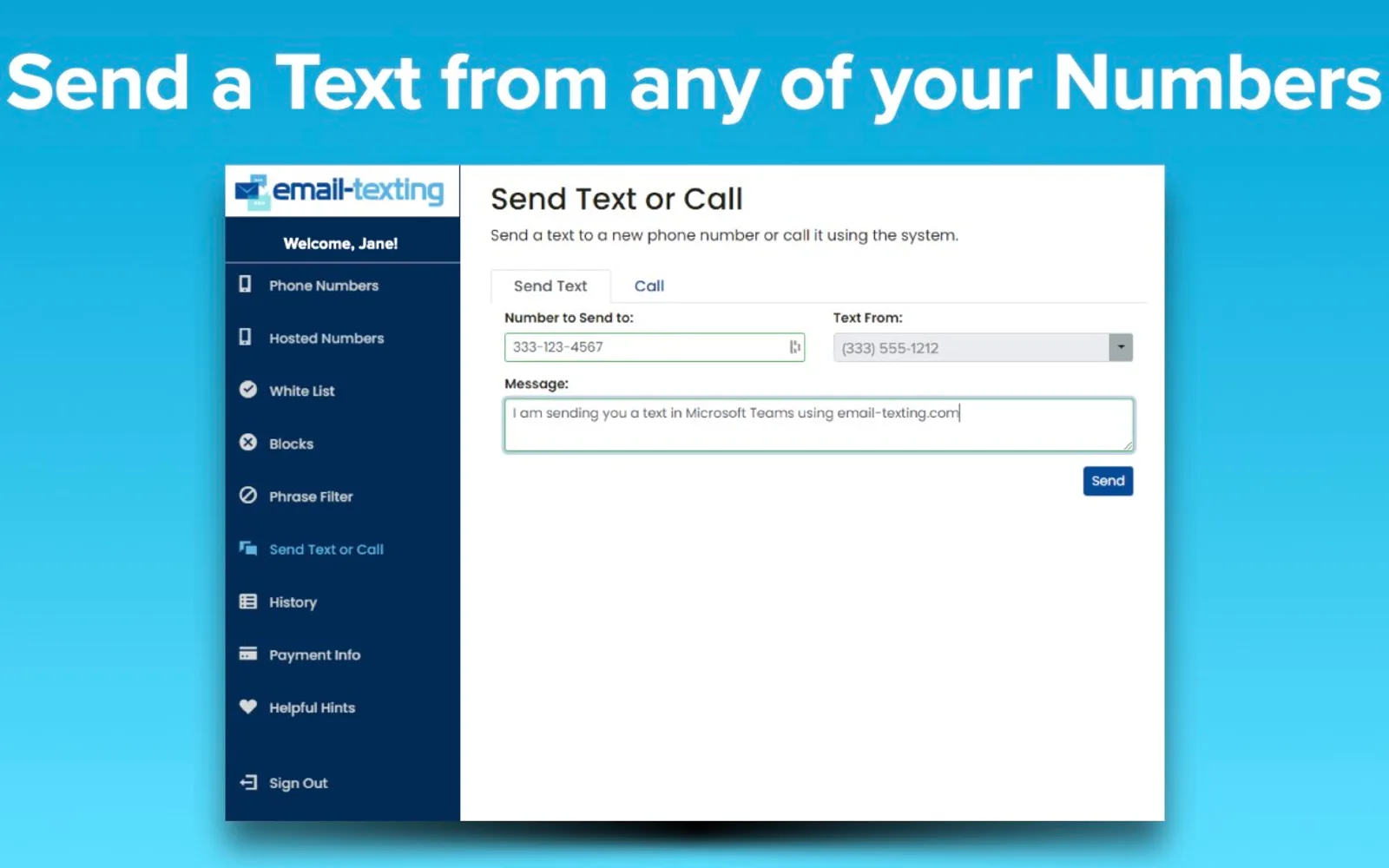 email-texting — screenshot from the Microsoft Marketplace listing