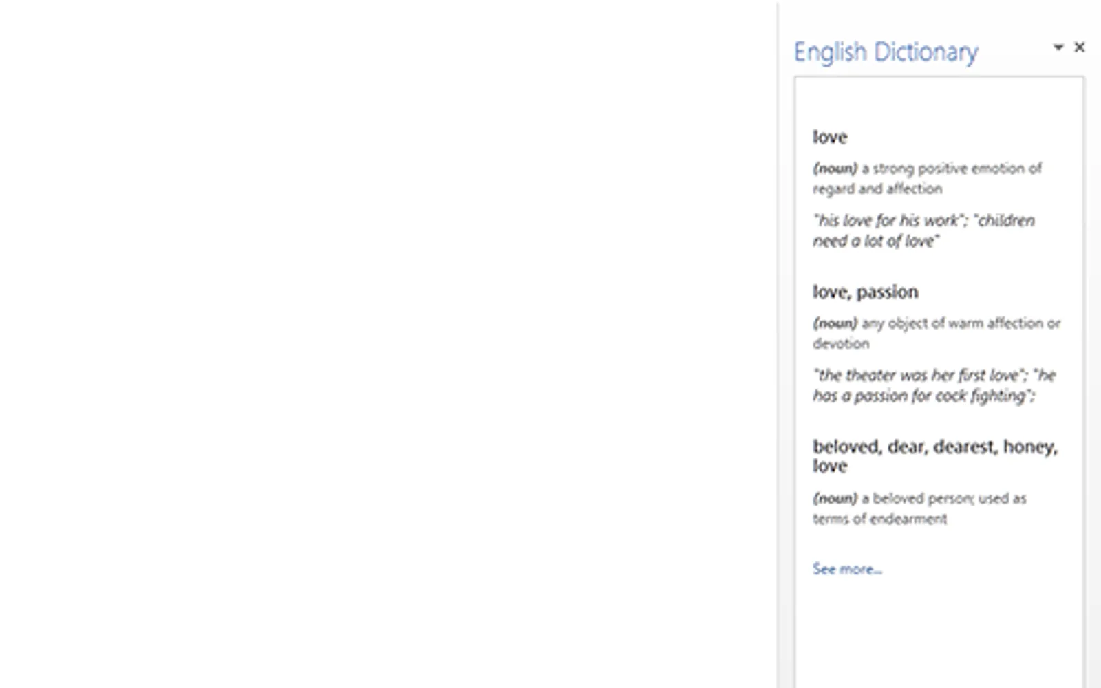 English Dictionary — screenshot from the Microsoft Marketplace listing