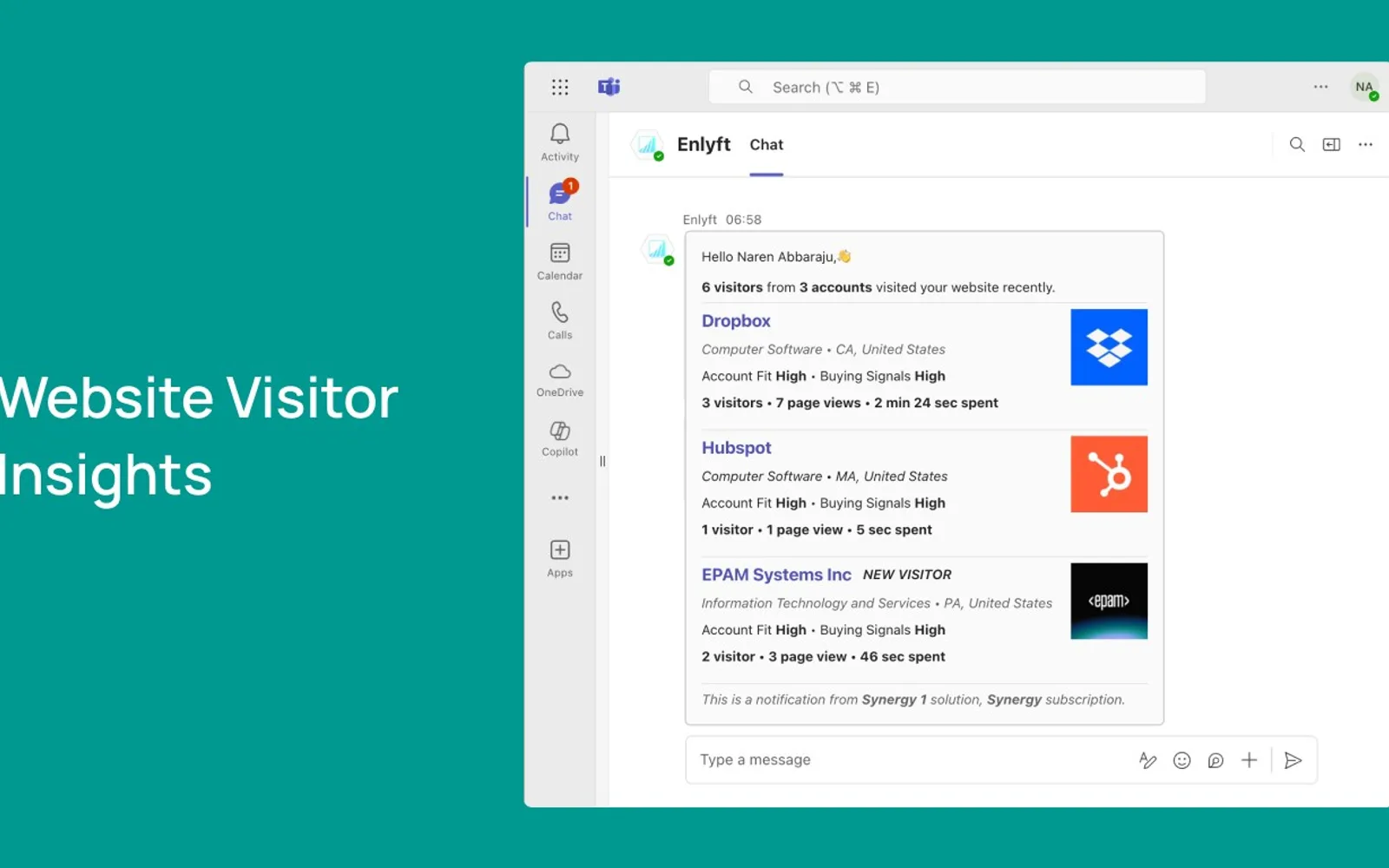 Enlyft — screenshot from the Microsoft Marketplace listing