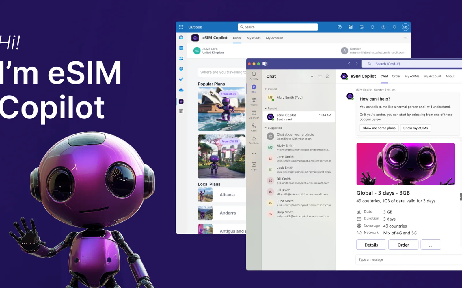 eSIM Copilot — screenshot from the Microsoft Marketplace listing