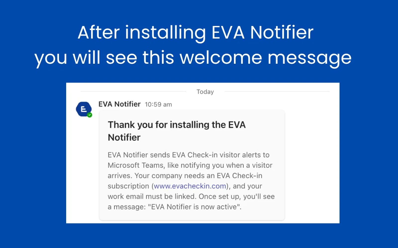 EVA Notifier — screenshot from the Microsoft Marketplace listing