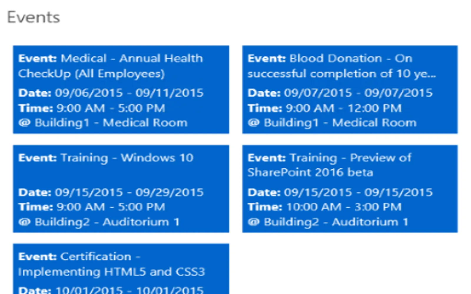 Event Scheduler — screenshot from the Microsoft Marketplace listing