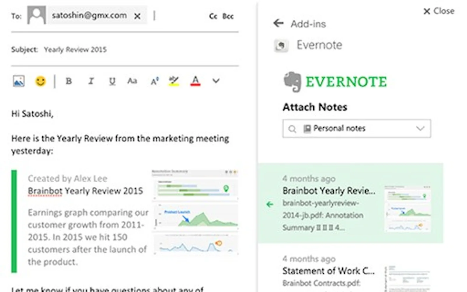 Evernote — screenshot from the Microsoft Marketplace listing