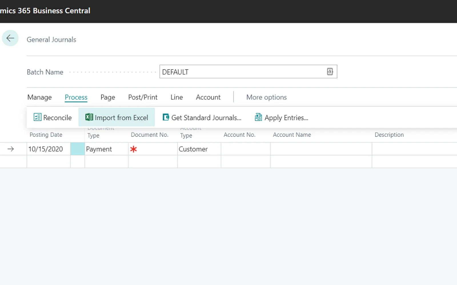 Excel Journal Import — screenshot from the Microsoft Marketplace listing