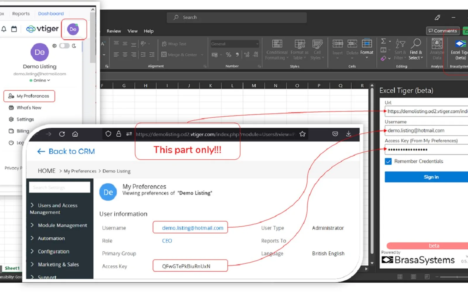 Excel Tiger (BETA) — screenshot from the Microsoft Marketplace listing