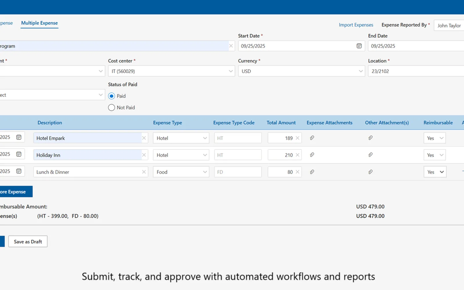 Expense 365 — screenshot from the Microsoft Marketplace listing