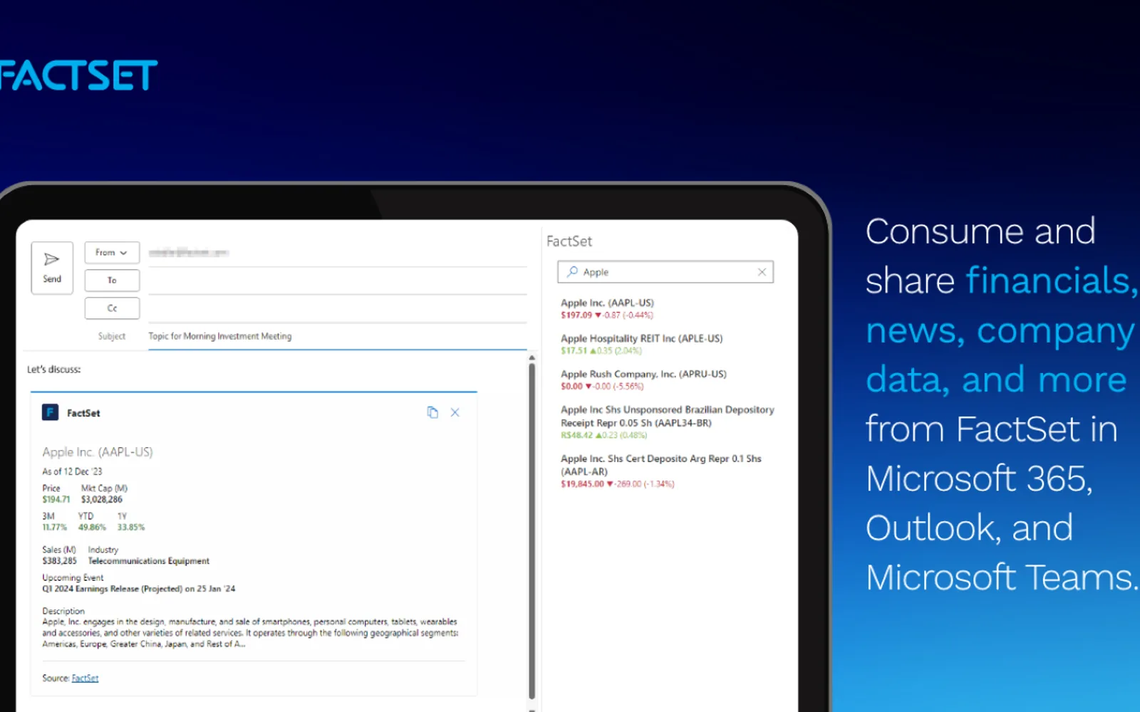 FactSet — screenshot from the Microsoft Marketplace listing