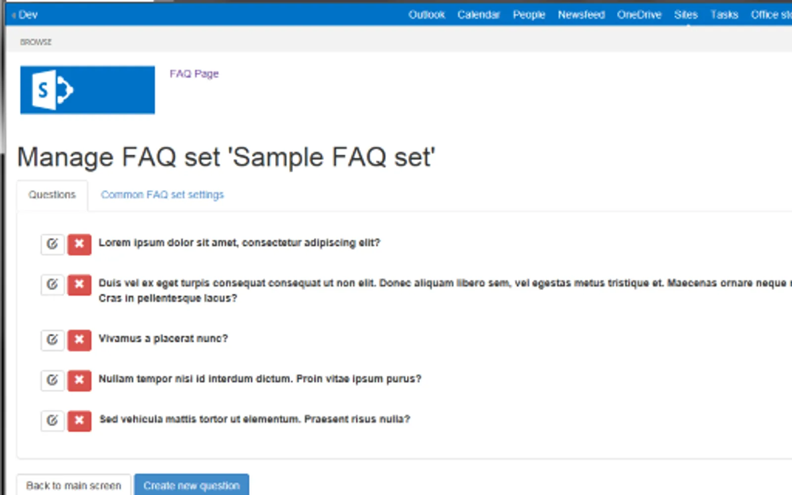 FAQ Page — screenshot from the Microsoft Marketplace listing