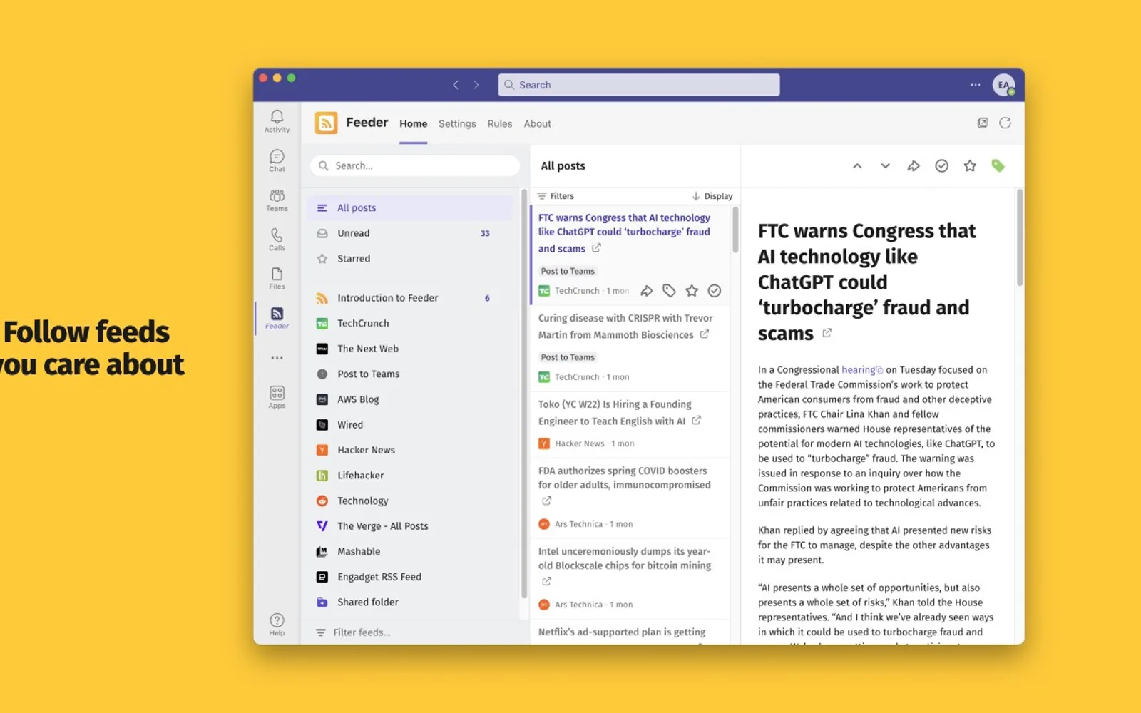 Feeder — screenshot from the Microsoft Marketplace listing