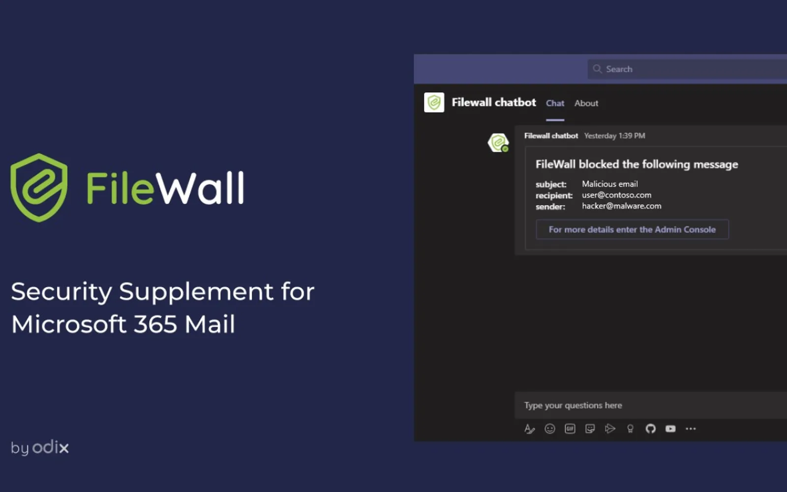 Filewall chatbot — screenshot from the Microsoft Marketplace listing