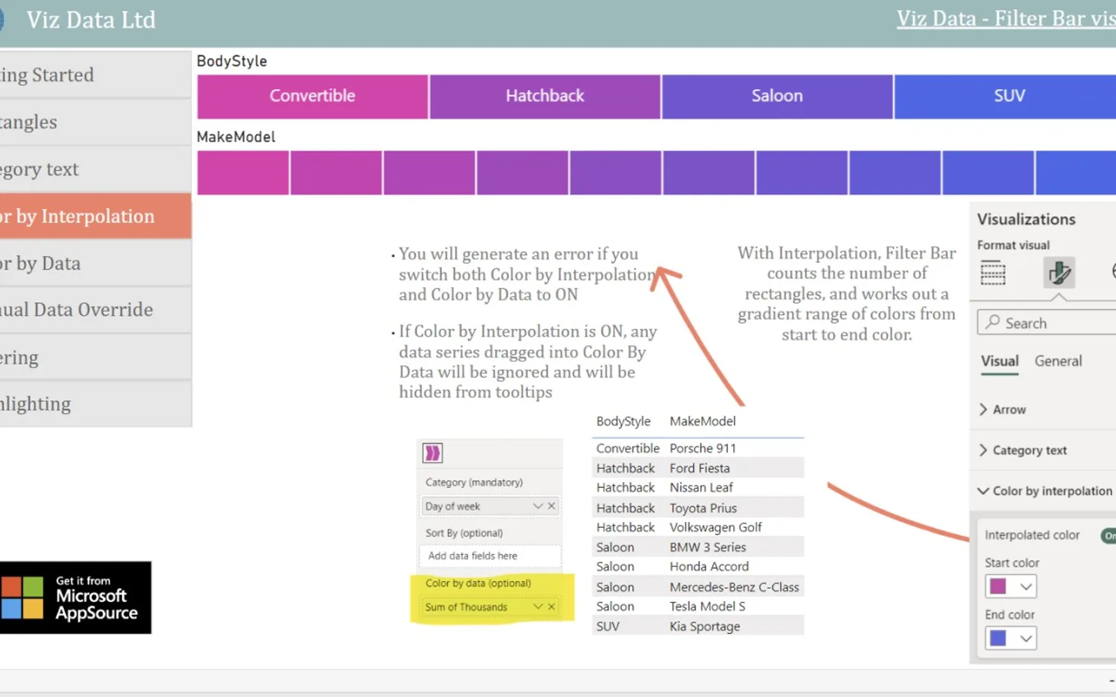 Filter Bar — screenshot from the Microsoft Marketplace listing