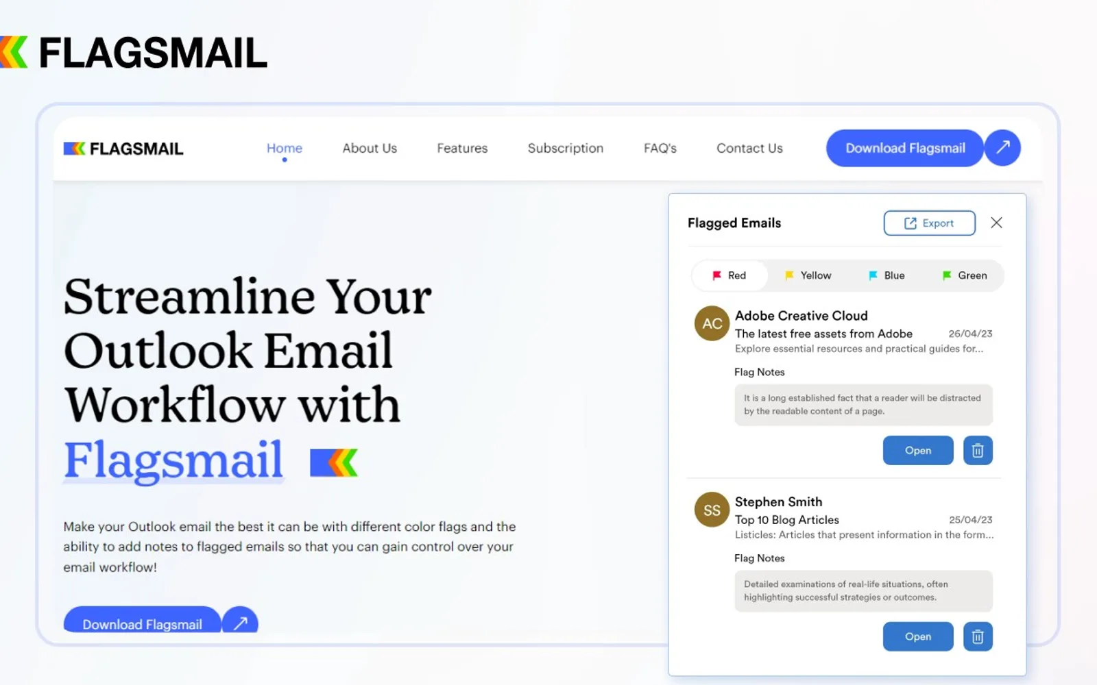Flags Mail — screenshot from the Microsoft Marketplace listing