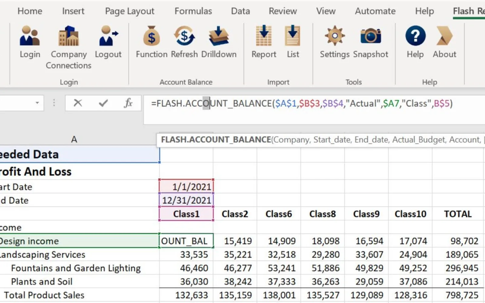 Flash Reports for QuickBooks — screenshot from the Microsoft Marketplace listing