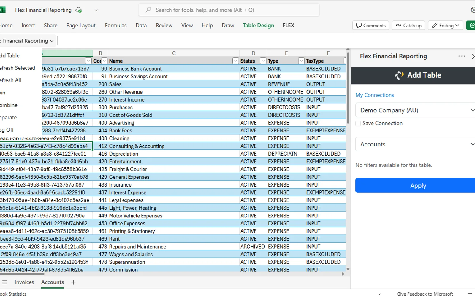 Flex Financial Reporting — screenshot from the Microsoft Marketplace listing